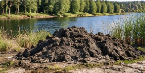 Ruoppausmassaa läjitettynä rannan läheisyyteen